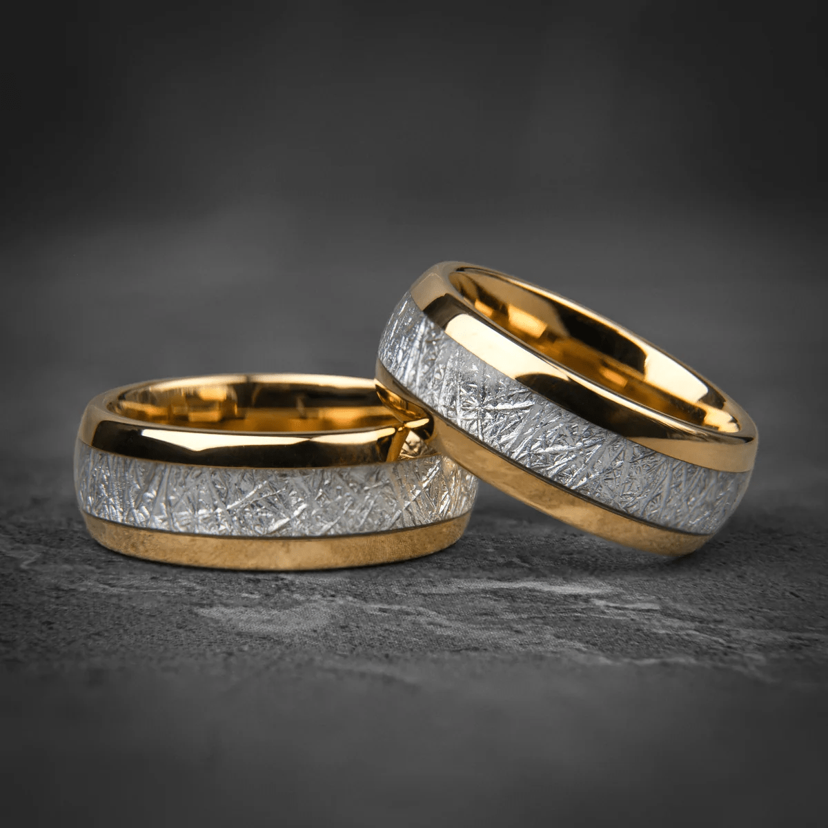 Two-Tone Golden Tungsten Couple Ring Set